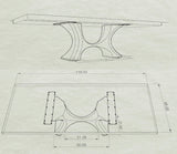 Metal Table Base - 310 Hoshi - 50, 21, 28H inch metal table legs table base steel mid century modern Pedestal stand kitchen base for table top trestle table base granite iron flowyline design home and living industrial and rustic style heavy duty