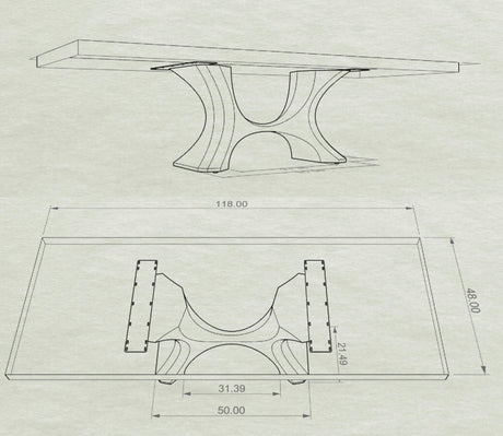 Metal Table Base - 310 Hoshi - 50, 21, 28H inch metal table legs table base steel mid century modern Pedestal stand kitchen base for table top trestle table base granite iron flowyline design home and living industrial and rustic style heavy duty