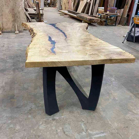 Metal Table Legs - 407 Norah - 24W, 28H inch - Set of 2 pcs metal table legs steel table legs modern coffee table kitchen and dining flowyline design outdoor furniture woodwork dining table handmade furniture rustic dining table reclaimed table industrial & rustic style heavy duty