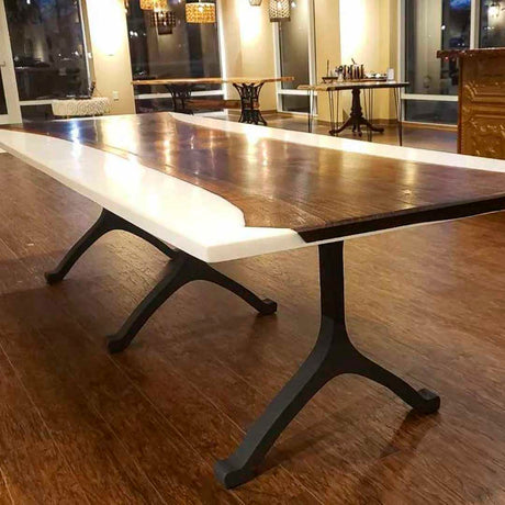 Metal Table Legs - 401 Wishbone - 28W, 28H inch - Set of 2 pcs metal table legs steel table dining table Wishbone steel Furniture legs trestle table live edge dining entryway desk legsflowyline design office desk industrial & rustic style heavy duty