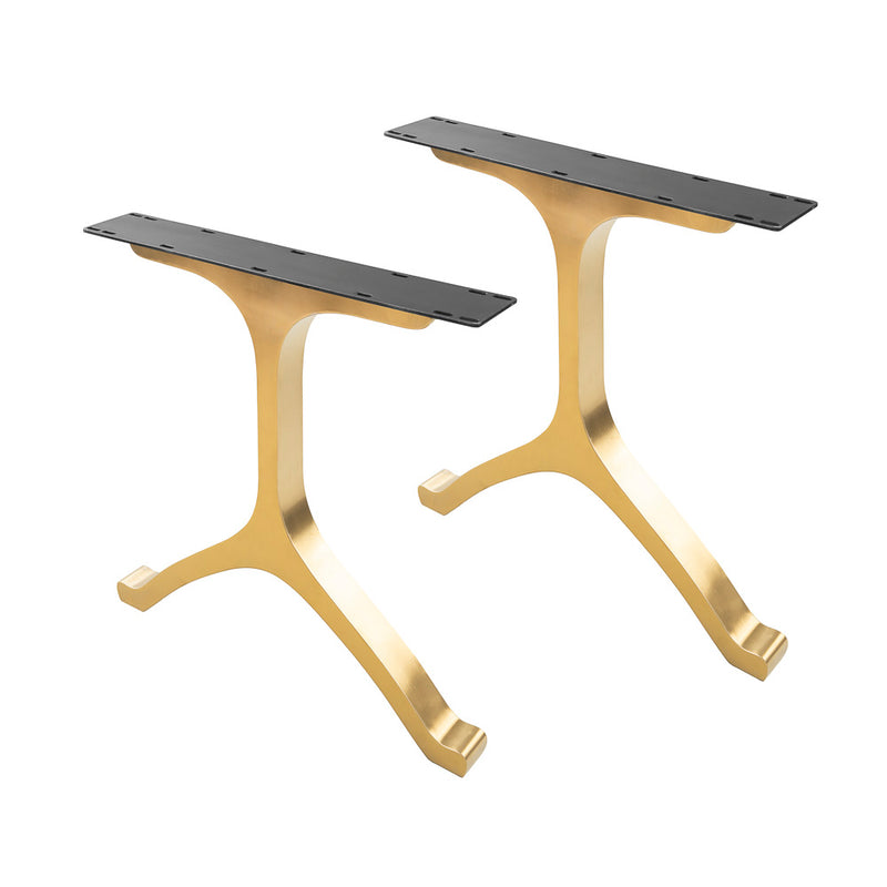 Gold Brass Table Legs - 430 Wishbone - 28W, 28H inch - Set of 2 pcs metal table legs furniture brass table dining table steel kitchen and dining flowyline design handmade furniture modern desk industrial & rustic style heavy duty sofa table legs