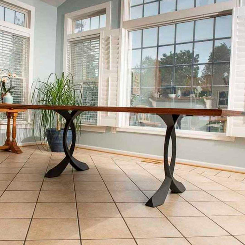 Metal Table Legs - 418 Curva - 25W, 28H inch - Set of 2 pcs metal table legs furniture steel flowyline design dining table home and living pub furniture Handmade Furniture Side Table iron epoxy dining table desk legs industrial & rustic style heavy duty flowyline design