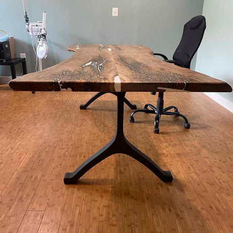 Metal Table Legs - 401 Wishbone - 28W, 28H inch - Set of 2 pcs metal table legs steel table dining table Wishbone steel Furniture legs trestle table live edge dining entryway desk legsflowyline design office desk industrial & rustic style heavy duty
