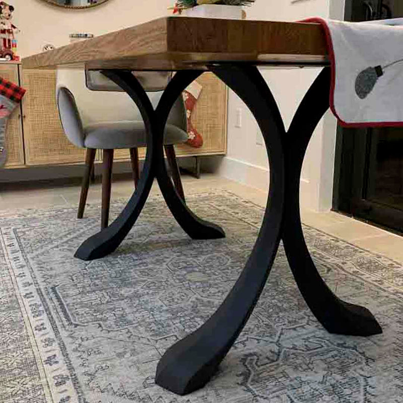 Metal Table Legs - 421 Xeni - 26W, 28H inch - Set of 2 pcs metal table legs furniture round dining table wood desk dine table flowyline design kitchen table side table mid century modern handmade furniture entryway table industrial & rustic style heavy duty flowyline design