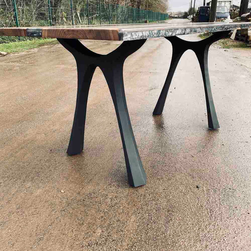 Metal Table Legs - 414 Hatty - 24W, 28H inch - Set of 2 pcs metal table legs furniture live edge slab dining table kitchen and dining handmade furniture entryway table office desk flowyline design industrial & rustic style heavy duty flowyline design