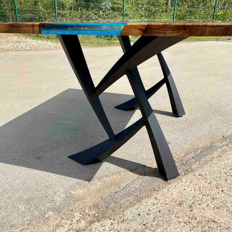 Metal Table Legs - 411 Draco - 25W, 28H inch - Set of 2 pcs metal table legs steel furniture dining table flowyline design steel table base handmade furniture farmhouse dining cast iron entryway table industrial & rustic style heavy duty flowyline design