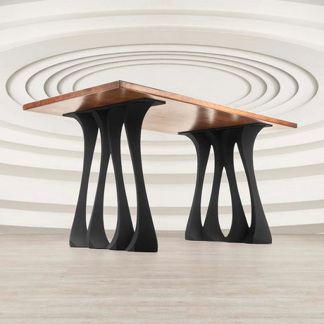 Metal Table Legs - 410 Radix - 28H inch - Set of 2 pcs metal table legs furniture legs round dining table desk legskitchen and dining woodwork dining table handmade furniture modern desk flowyline design industrial & rustic style heavy duty flowyline design
