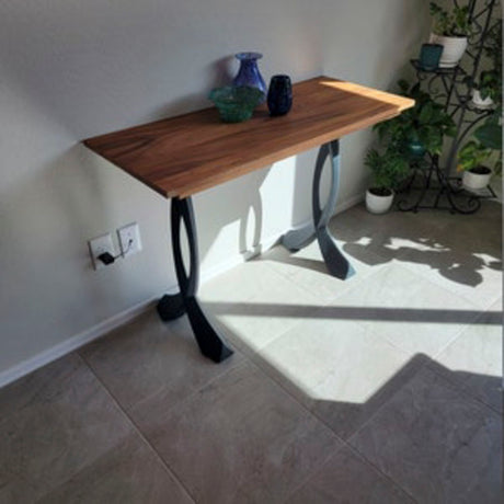 Metal Console Table Legs - 207 Curva - 16W, 28H inch - Set of 2 pcs metal table legs console table legs Furniture Legs counter table side table legs handmade furniture media console Wood entryway table flowyline design round counter height table