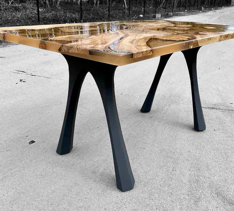 Metal Table Legs - 414 Hatty - 24W, 28H inch - Set of 2 pcs metal table legs furniture live edge slab dining table kitchen and dining handmade furniture entryway table office desk flowyline design industrial & rustic style heavy duty flowyline design