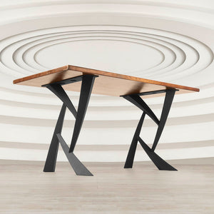 Metal Table Legs - 411 Draco - 25W, 28H inch - Set of 2 pcs metal table legs steel furniture dining table flowyline design steel table base handmade furniture farmhouse dining cast iron entryway table industrial & rustic style heavy duty flowyline design