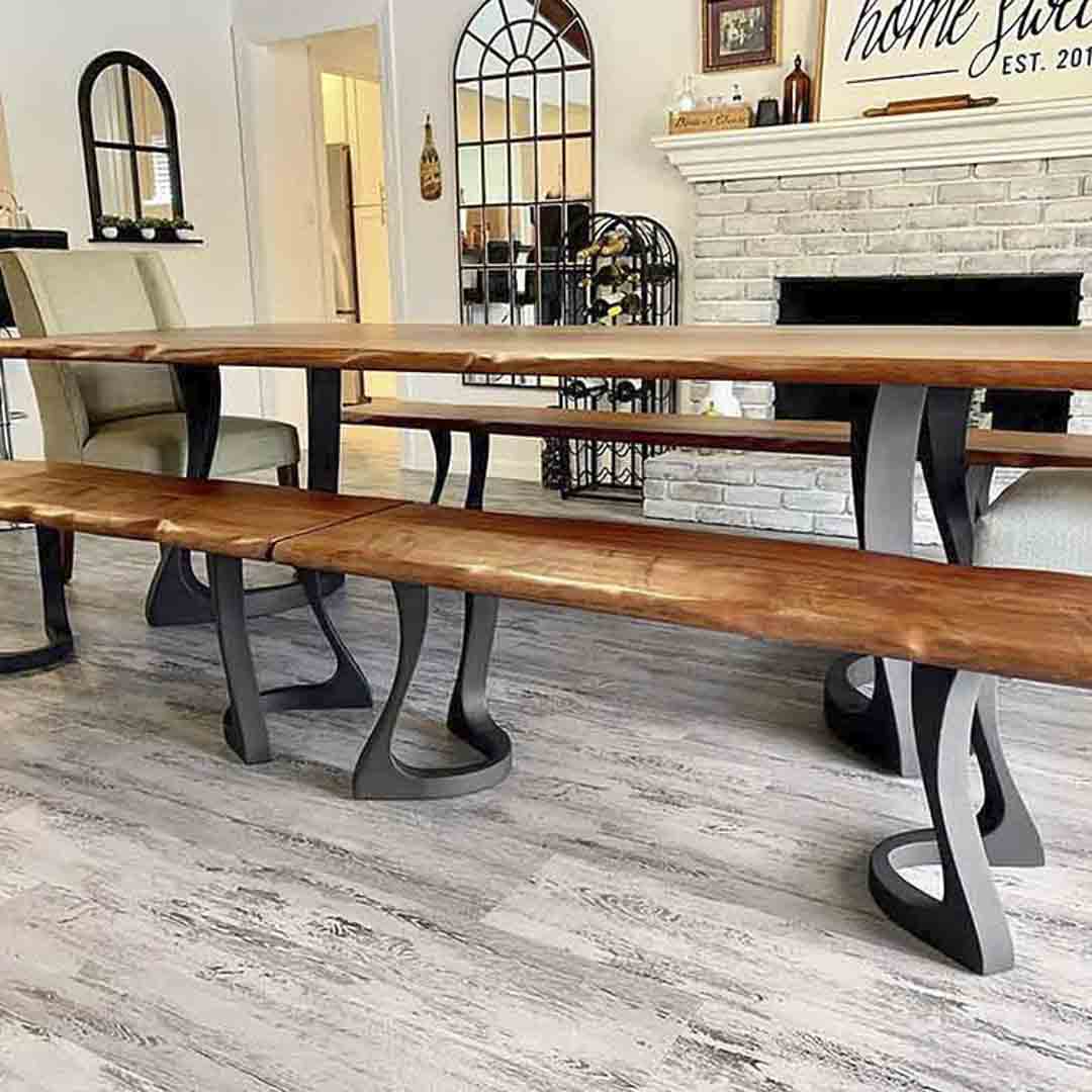 Metal Table Legs - 436 Uzar - 21W, 28H inch - Set of 2 pcs metal table legs round dining table kitchen handmade furniture home and living desk legs modern desk steel iron table legs flowyline design