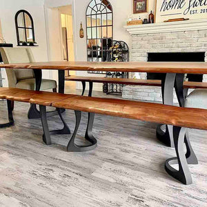 Metal Table Legs - 436 Uzar - 21W, 28H inch - Set of 2 pcs metal table legs round dining table kitchen handmade furniture home and living desk legs modern desk steel iron table legs flowyline design