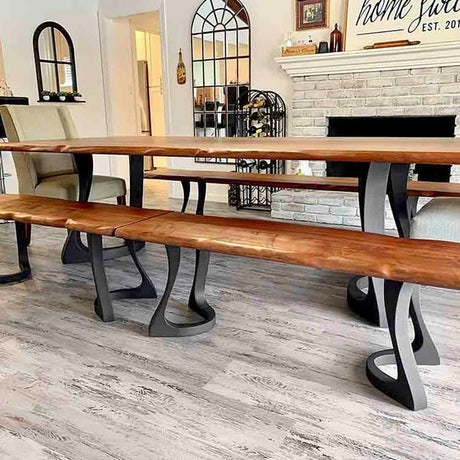 Bench Legs 117 Uzar 16H for Woodworking, Live Edge Tabletop Flowyline Design Coffee Table Base for DIY furniture dining home decor epoxy woodworkbench steel table legs farmhouse outdoor bench metal coffee table round stool legs modern desk small bench charcuterie narrow wood bench modern metal legs for bench
