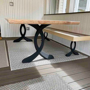 Metal Table Legs - 418 Curva - 25W, 28H inch - Set of 2 pcs metal table legs furniture steel flowyline design dining table home and living pub furniture Handmade Furniture Side Table iron epoxy dining table desk legs industrial & rustic style heavy duty flowyline design