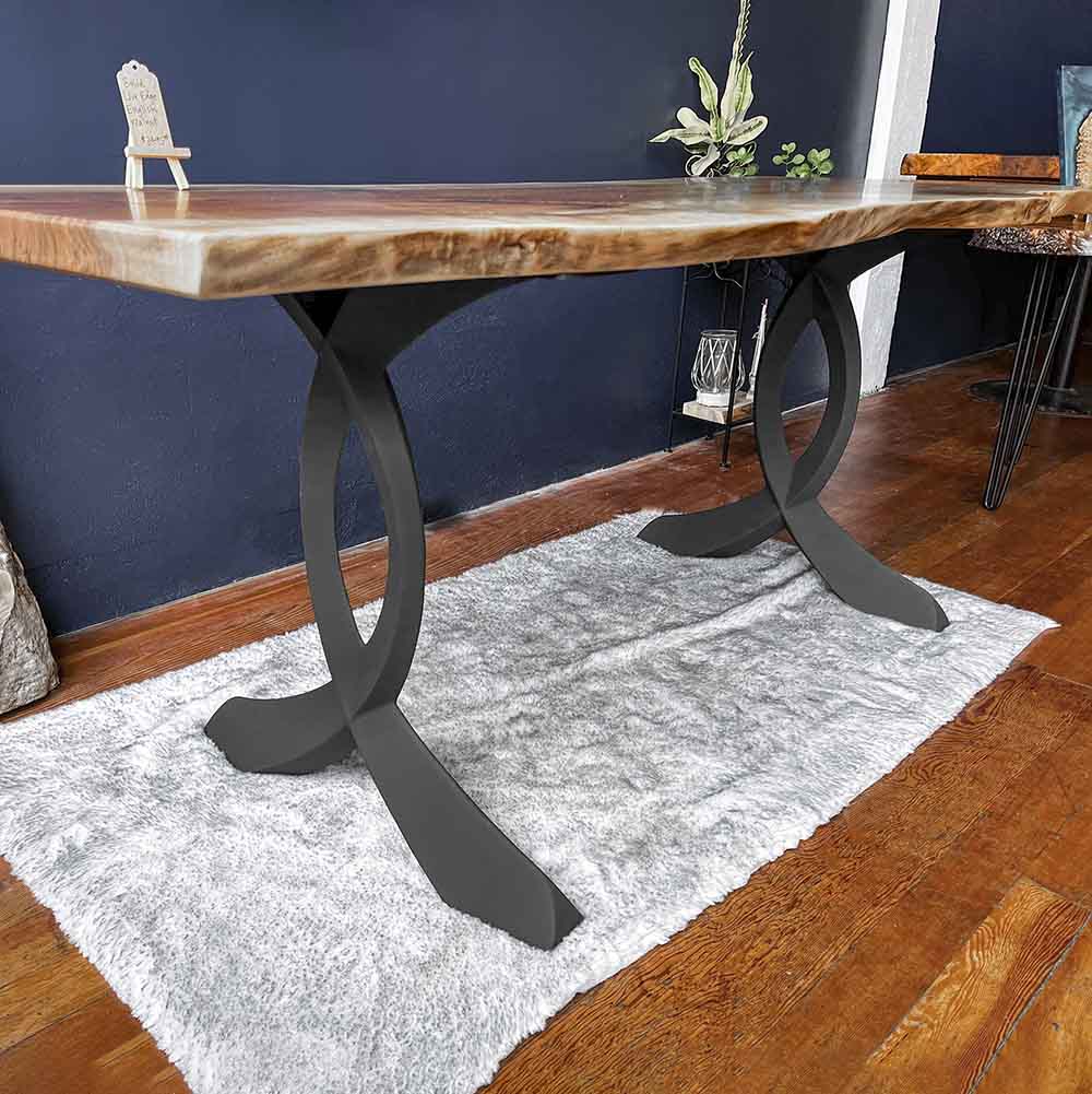 Curved leg dining table discount