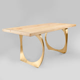 Gold Brass Table Legs - 442 Cleo - 22W, 28H inch - Set of 2 pcs metal table legs brass table legs steel flowyline design outdoor furniture metal legs for table dining table side table handmade furniture modern desk office desk brass desk industrial & rustic style heavy duty flowyline design