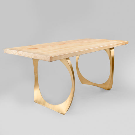 Gold Brass Table Legs - 442 Cleo - 22W, 28H inch - Set of 2 pcs metal table legs brass table legs steel flowyline design outdoor furniture metal legs for table dining table side table handmade furniture modern desk office desk brass desk industrial & rustic style heavy duty flowyline design