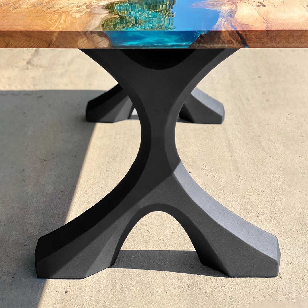 Metal Table Legs - 417 Xavier - 24W, 28H inch - Set of 2 pcs metal legs desk legs flowyline home decor computer table legs outdoor furniture wedding restaurant furniture shelf industrial & rustic style heavy duty