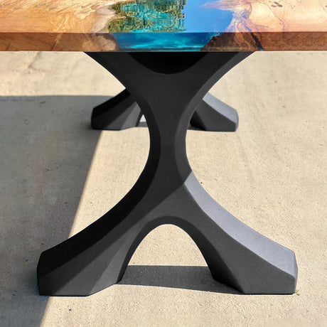 Metal Table Legs - 417 Xavier - 24W, 28H inch - Set of 2 pcs metal legs desk legs flowyline home decor computer table legs outdoor furniture wedding restaurant furniture shelf industrial & rustic style heavy duty