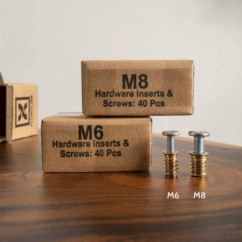 Threaded Table Leg Threaded Inserts And Bolts for Furniture Legs | Size M6 and M8