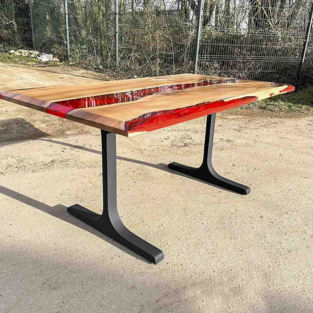 Metal Table Legs - 402 Wineglass - 28W, 28H inch - Set of 2 pcs metal table legs furniture dining table steel table base handmade furniture mid century modern wood table legs entryway table steel table industrial & rustic style heavy duty