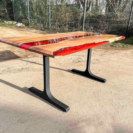 Metal Table Legs - 402 Wineglass - 28W, 28H inch - Set of 2 pcs metal table legs furniture dining table steel table base handmade furniture mid century modern wood table legs entryway table steel table industrial & rustic style heavy duty