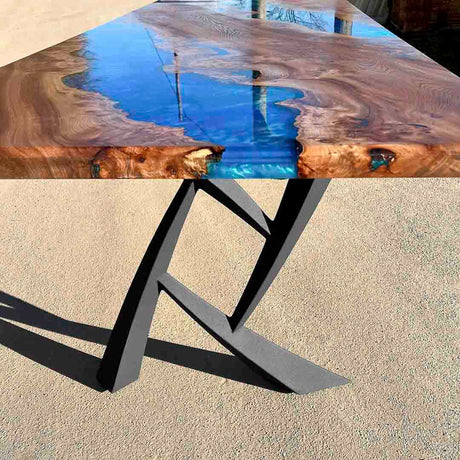 Metal Table Legs - 411 Draco - 25W, 28H inch - Set of 2 pcs metal table legs steel furniture dining table flowyline design steel table base handmade furniture farmhouse dining cast iron entryway table industrial & rustic style heavy duty flowyline design