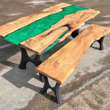 Industrial Haru 103 bench legs with live edge bench top in living space