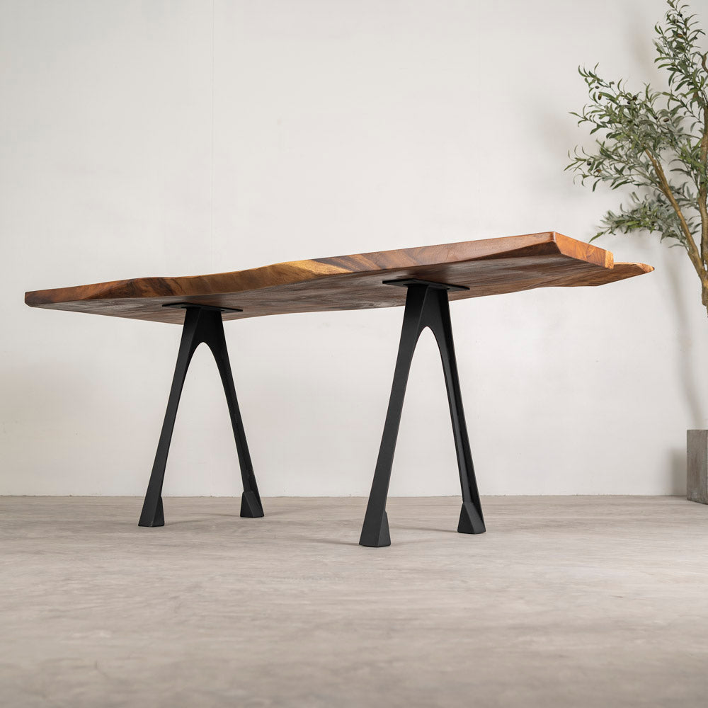 Metal Table Legs - 434 Arlo - 22W, 28H inch - Set of 2 pcs metal table legs furniture dining table kitchen and dining woodwork iron live edge wood sofa hallway table office desk flowyline design industrial & rustic style heavy duty; how to make desk legs; how to make legs for a desk; building desk legs; how to build desk legs; desk legs diy;