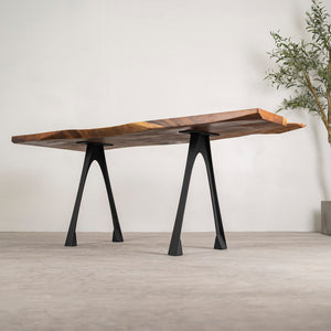 Metal Table Legs - 434 Arlo - 22W, 28H inch - Set of 2 pcs metal table legs furniture dining table kitchen and dining woodwork iron live edge wood sofa hallway table office desk flowyline design industrial & rustic style heavy duty; how to make desk legs; how to make legs for a desk; building desk legs; how to build desk legs; desk legs diy;
