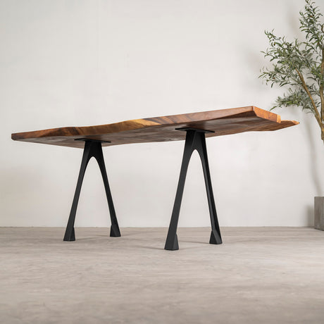 Metal Table Legs - 434 Arlo - 22W, 28H inch - Set of 2 pcs metal table legs furniture dining table kitchen and dining woodwork iron live edge wood sofa hallway table office desk flowyline design industrial & rustic style heavy duty; how to make desk legs; how to make legs for a desk; building desk legs; how to build desk legs; desk legs diy;