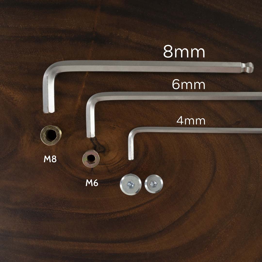 size of table legs hardware