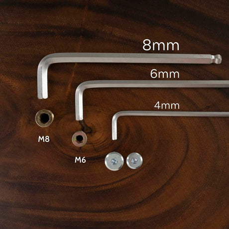 size of table legs hardware