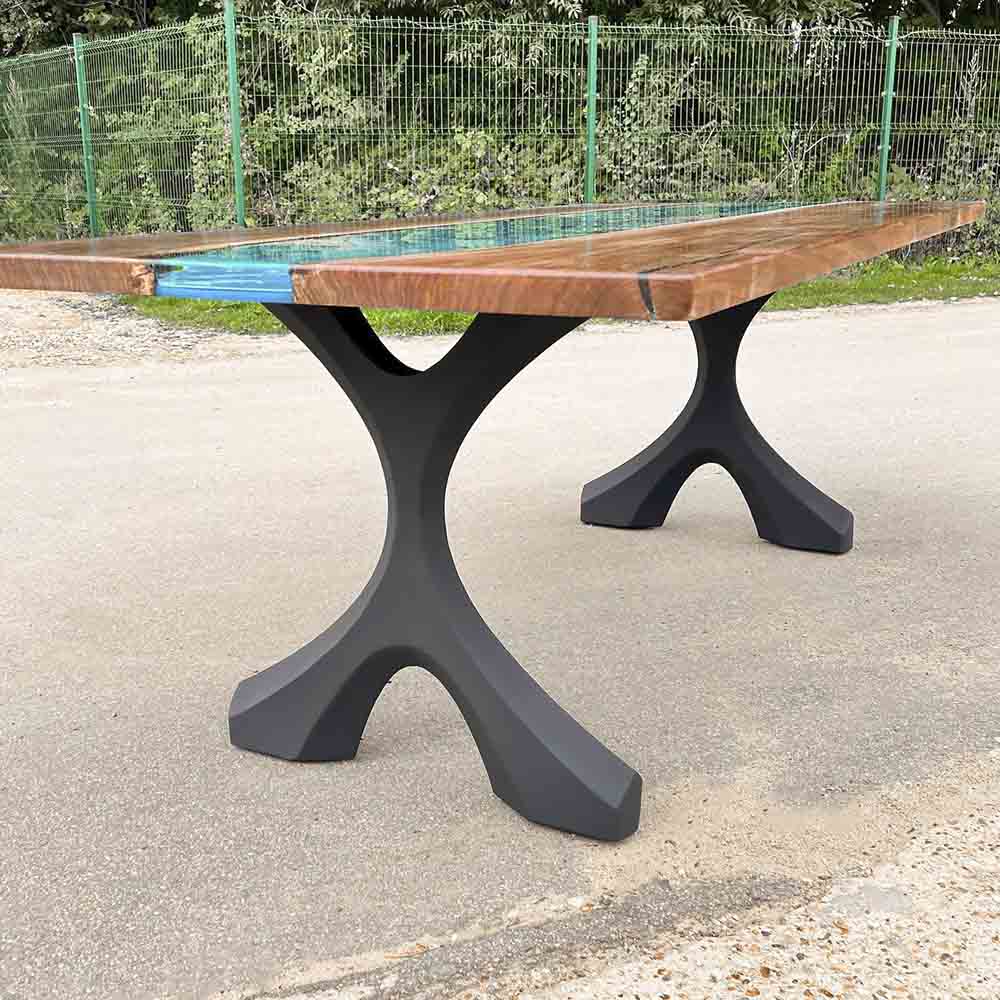Metal Table Legs - 417 Xavier - 24W, 28H inch - Set of 2 pcs metal legs desk legs flowyline home decor computer table legs outdoor furniture wedding restaurant furniture shelf industrial & rustic style heavy duty