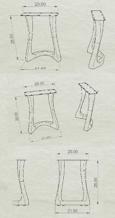 Metal Table Legs - 436 Uzar - 21W, 28H inch - Set of 2 pcs metal table legs round dining table kitchen handmade furniture home and living desk legs modern desk steel iron table legs flowyline design