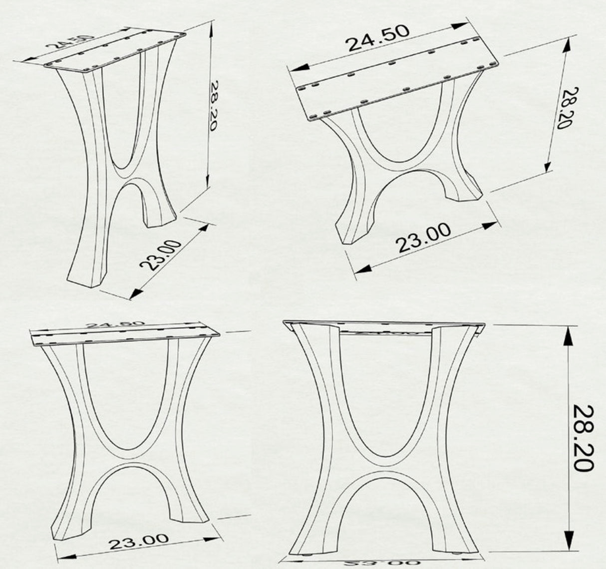Furniture Legs 405 Haru 28H Modern Metal Dining Table Legs - Set of 2 pcs table legs modern desk live edge table legs industrial wood dining table office desk iron wood table legs sofa large dining table industrial & rustic style heavy duty