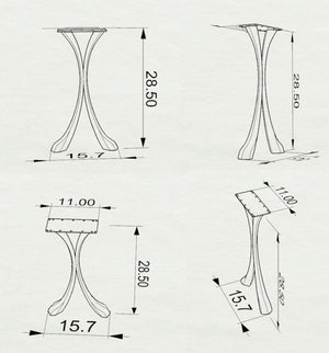 Metal Console Table Legs - 209 Xeni - 15W, 28H inch - Set of 2 pcs metal table legs dining table side table legs counter table console table sofa table legs iron table legs live edge table legs modern desk entryway table flowyline design round counter height table bar table
