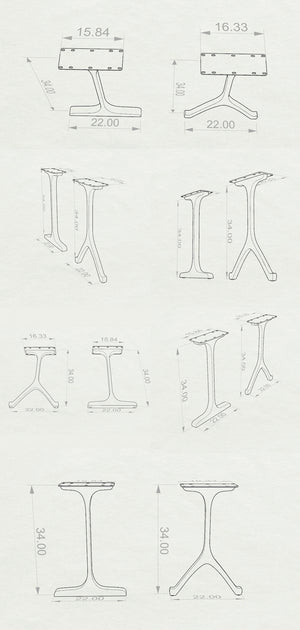 Metal Counter Table Legs - 613 Wineglass - 34H inch - Set of 2 pcs metal table legs furniture console table  side table legs desk counter table dining handmade furniture console table legs x style bench legs flowyline design round counter height table
