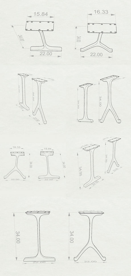 Metal Counter Table Legs - 613 Wineglass - 34H inch - Set of 2 pcs metal table legs furniture console table  side table legs desk counter table dining handmade furniture console table legs x style bench legs flowyline design round counter height table