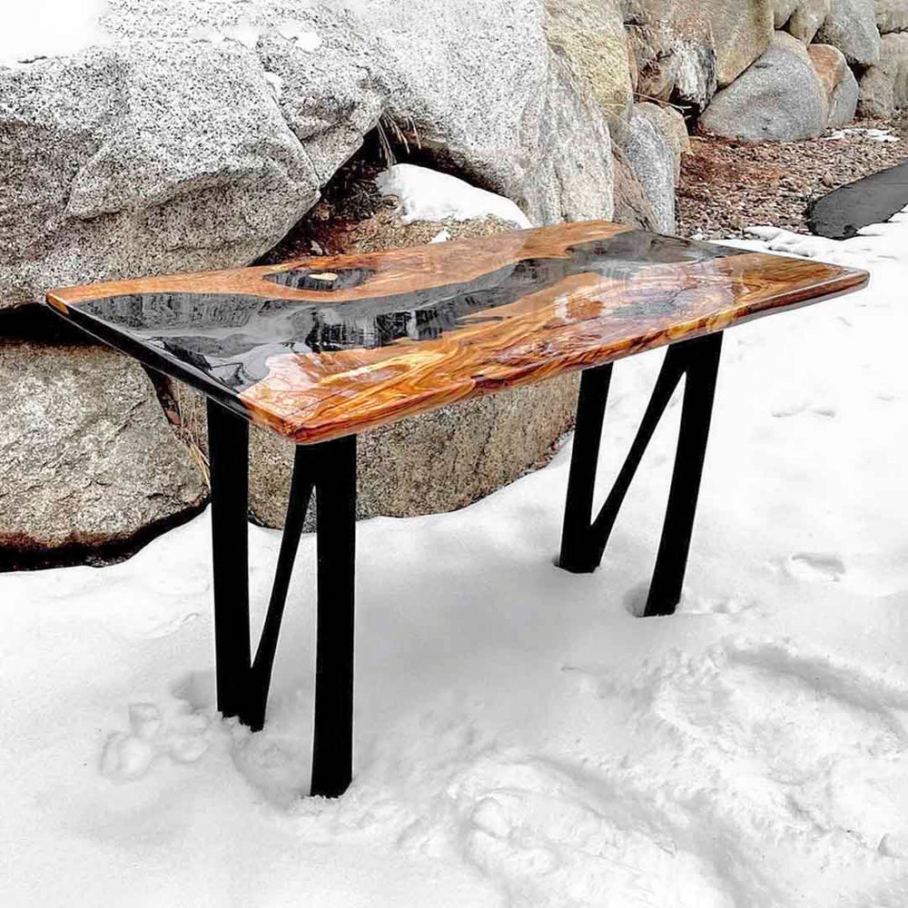 0229×kano - flow line table short - Furniture Legs 507 Yami 28H for Modern Dining Tabletop
