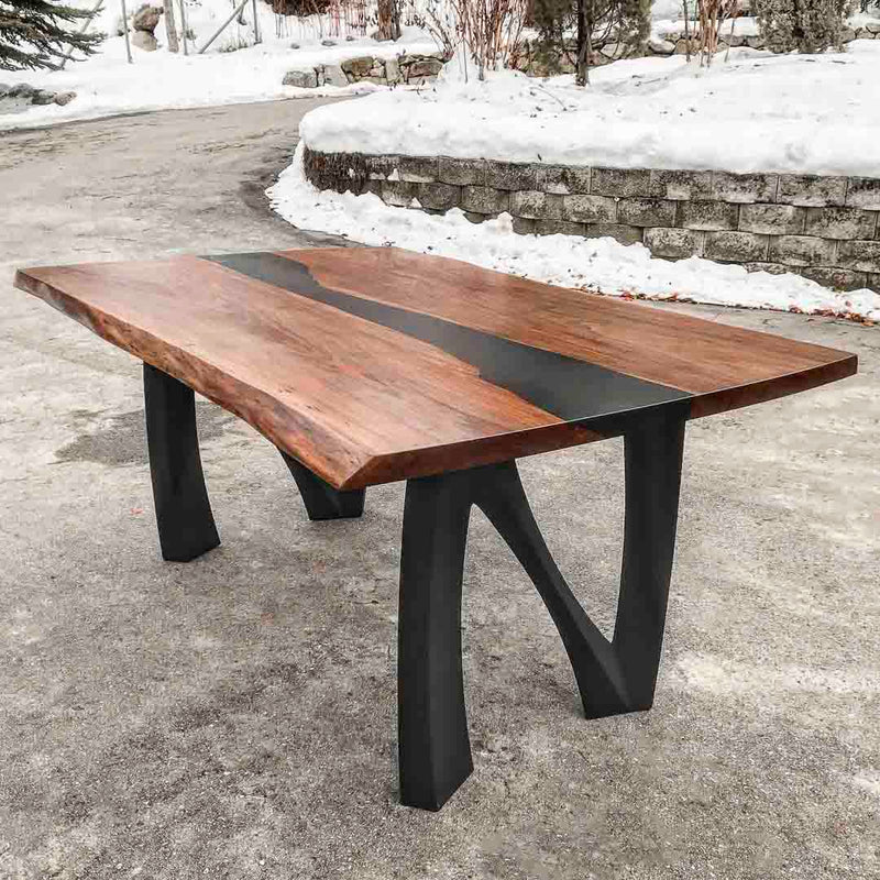 Metal Table Legs - 407 Norah - 24W, 28H inch - Set of 2 pcs metal table legs steel table legs modern coffee table kitchen and dining flowyline design outdoor furniture woodwork dining table handmade furniture rustic dining table reclaimed table industrial & rustic style heavy duty