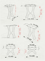 technical drawing of Haru 103 bench legs with dimension specifications