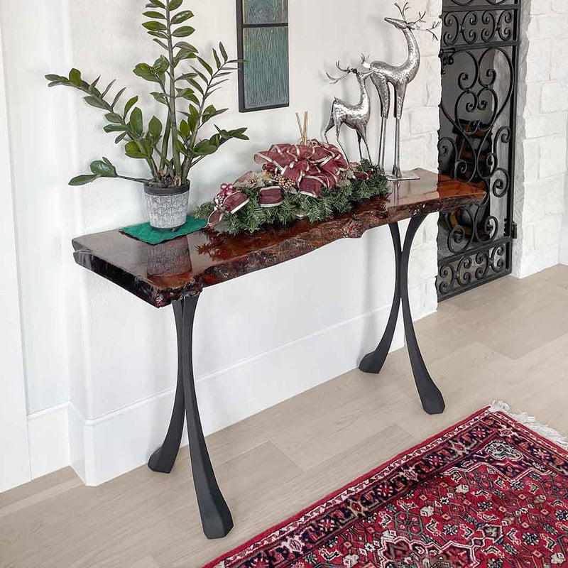 Metal Console Table Legs - 209 Xeni - 15W, 28H inch - Set of 2 pcs metal table legs dining table side table legs counter table console table sofa table legs iron table legs live edge table legs modern desk entryway table flowyline design round counter height table bar table